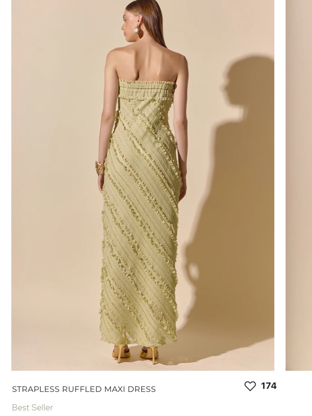 Endless Rose Strapless Ruffled Maxi Dress — Light Lime - Picture 3 of 5